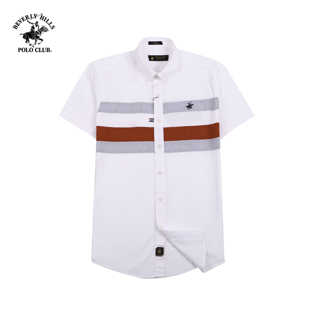 Beverly Hills Polo Club - Áo sơ mi Ngắn tay Nam Slim Fit Trắng WH- BHPC CMSSS22TL004