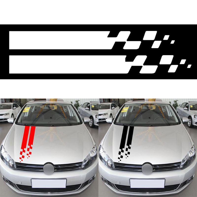 SUN 2Pcs Universal Vinyl Decals Car Hood Stripes Sticker DIY Decor Auto Accessoires