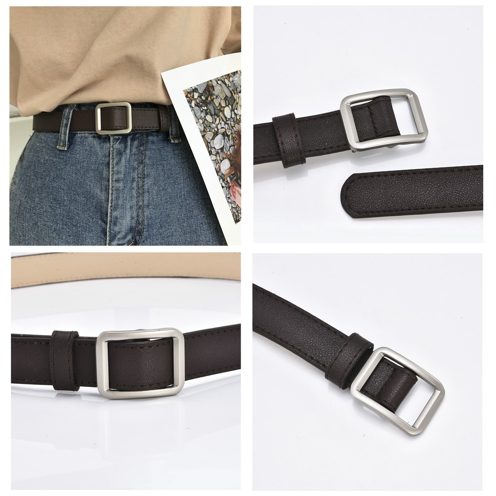 Vintage Women Casual Belts No Pin Buckle Belt Strap Pu Leather