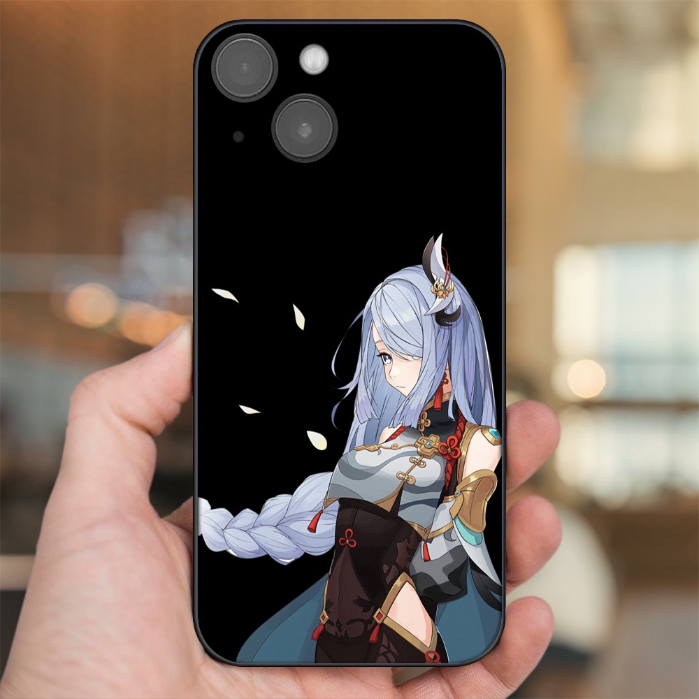 Ốp lưng iPhone 13 dẻo đen cạnh vuông in hình Shenhe Genshin Impact
