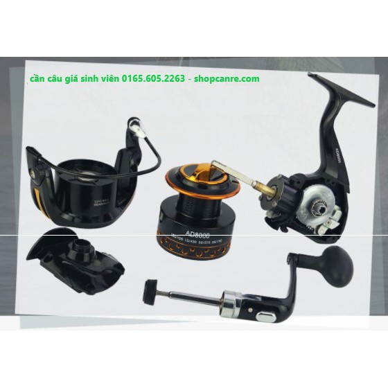 Combo Máy Câu cá YUMOSHI  AD 8000 - 9000 kèm 500m cước daiwa