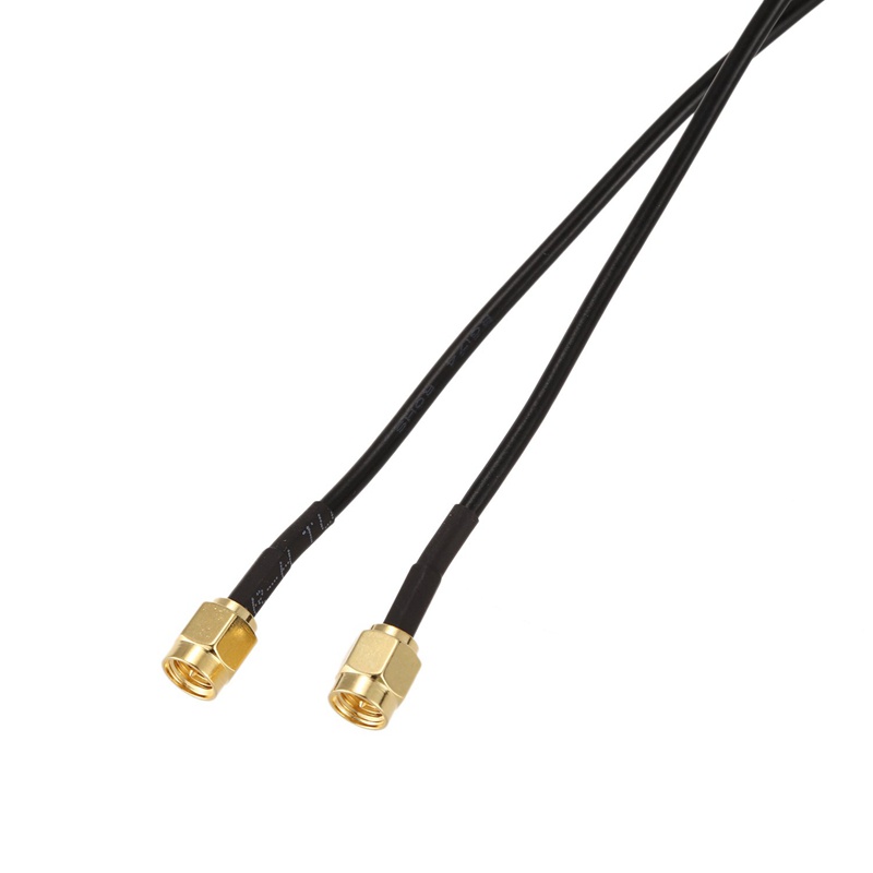 Set 2 dây cáp đồng trục mở rộng SMA đầu đực sang SMA đầu đực M-M RF Coaxial Pigtail RG174 màu vàng