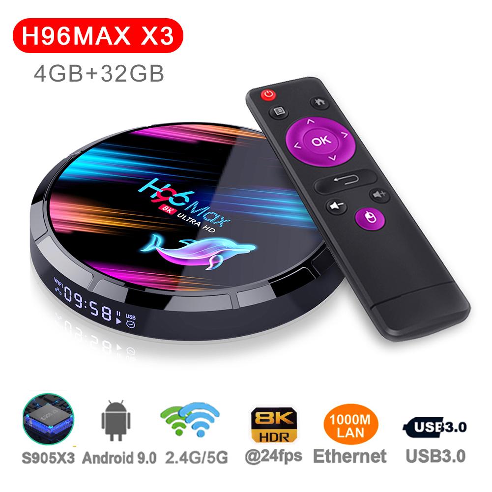 H96 MAX X3 Smart TV Box Amlogic S905X3 HD 8K 4 + 32GB2.4G & 5G Wifi BT Media Playe Andriod TV Set Top Box