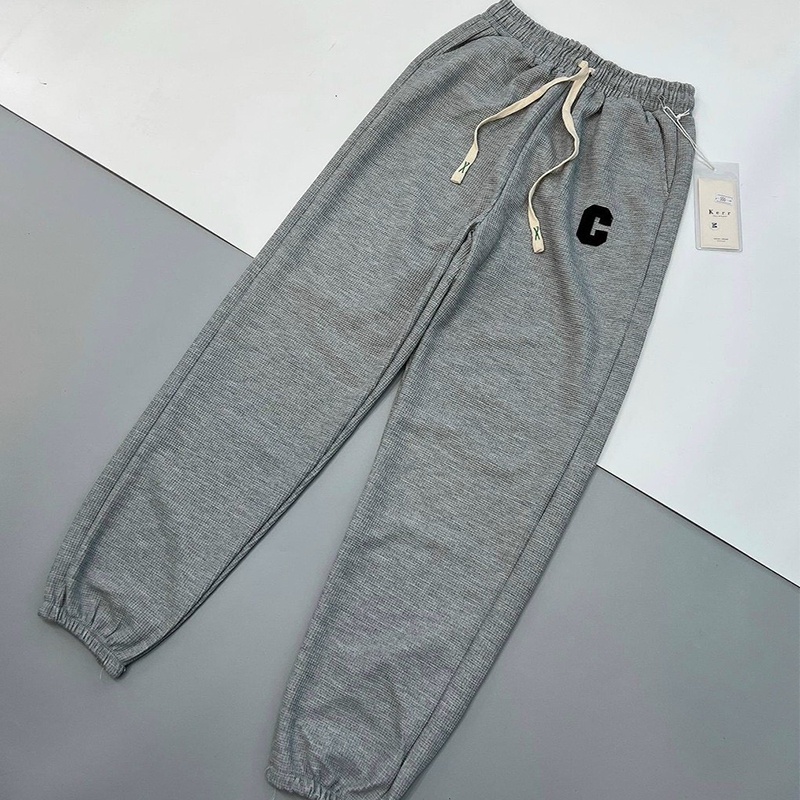 Quần bom nữ chữ C vải tổ ong dày dặn unisex phong cách thể thao cạp chun bo gấu 4 màu xanh be đen trắng M913