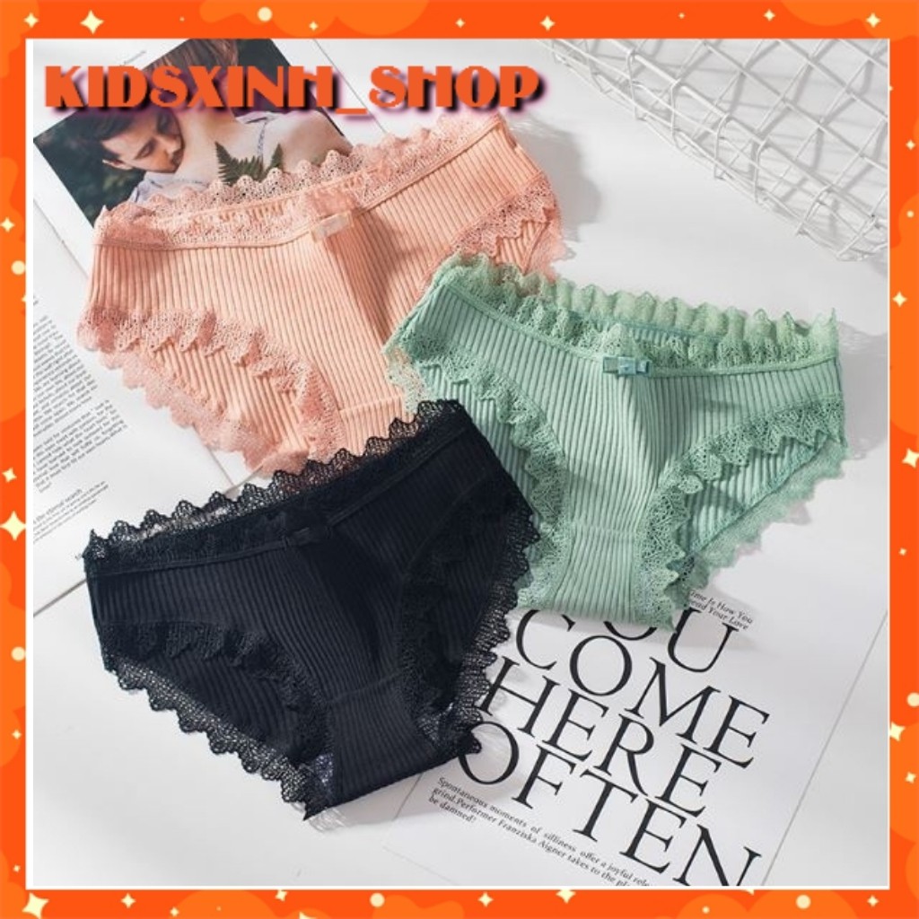 Quần Lót Nữ Cotton Viền Ren Gân Tăm Kháng Khuẩn QL01