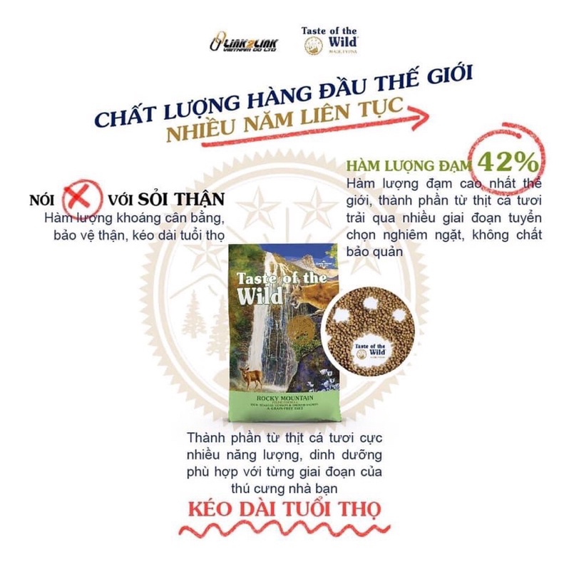 Thức ăn hạt cho mèo Taste of the Wild Rocky Mountain Grain-Free chiết 500gr