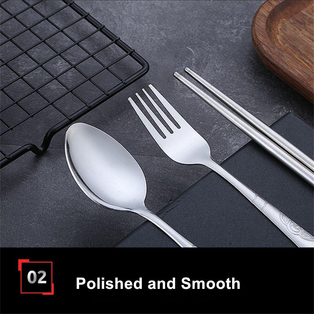 ZAIJIE 3PCS Travel Tableware Portable Cutlery Set Flatware Set Fork Reusable Stainless Steel Outdoor Chopsticks Storage Case Utensils/Multicolor