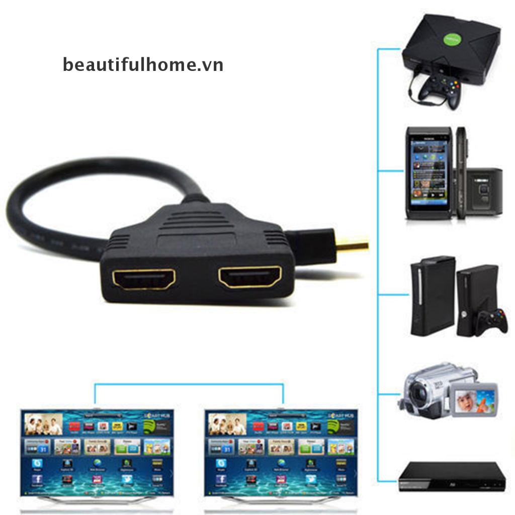 [BFVN] 1080P HDMI Port Male to 2Female 1 In 2 Out Splitter Cable Adapter Converter Home [VN]