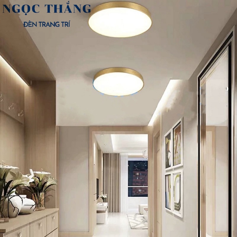 Đèn Mâm LED Ốp Trần Viền Vàng Đồng Trang Trí Phòng Ngủ Phòng Khách Led 3 Màu OD717 Ngọc Thắng