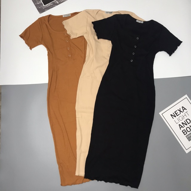 Đầm Body Nữ Dáng Dài - Đầm dư tiệc cổ tròn ngắn tay dáng ôm Sang chảnh thun gân co giãn