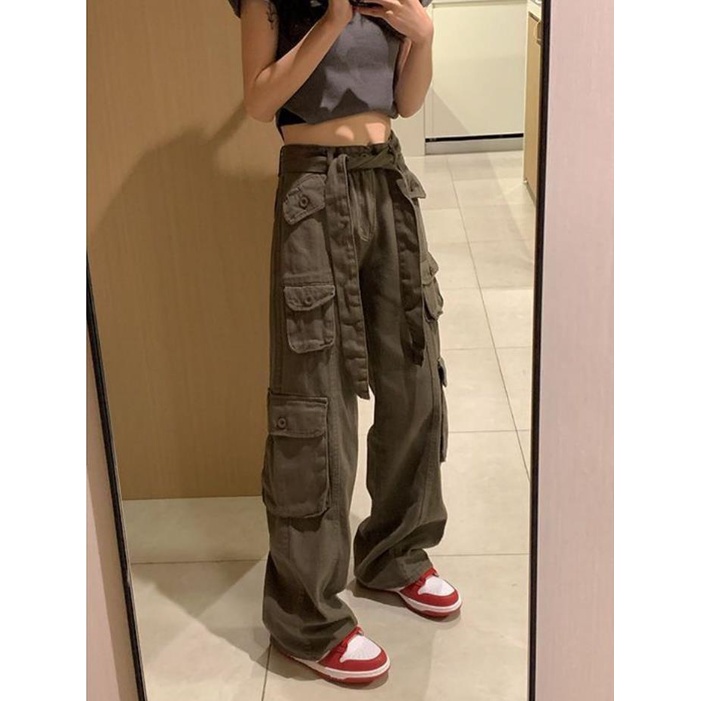 Quần Yếm Jean Ống Rộng Phong Cách Retro Mỹ Thời Trang Mùa Hè Dành Cho Nữ 2022