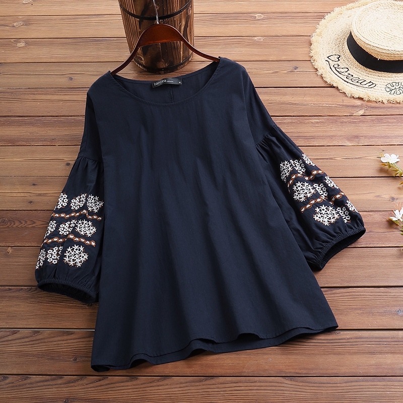 Áo ZANZEA Nữ Tay Dài Thêu Hoa Thời Trang