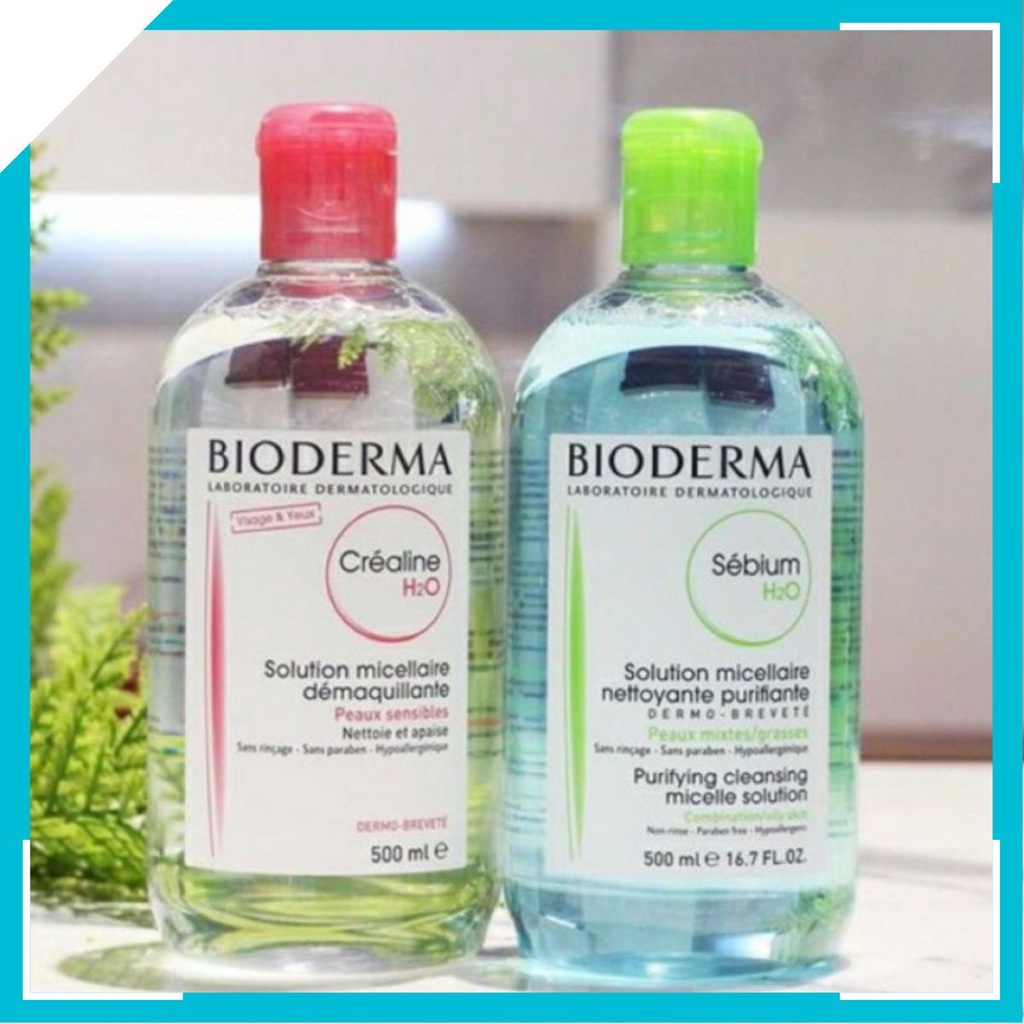 Nước Tẩy Trang Bioderma H2O 500ml Créaline Hồng, Sébium Xanh ♚🅲