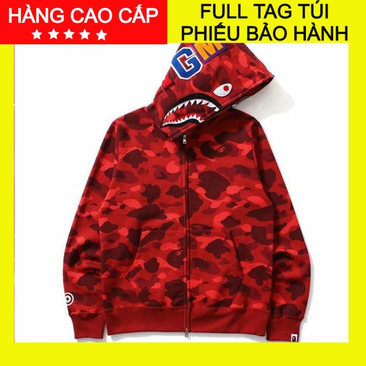 Áo jacket bape camo đỏ ,bape camo đỏ ,bape shark đỏ