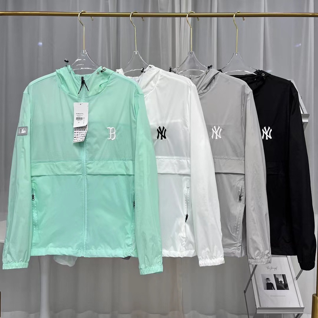 Áo Khoác Cardigan Có Mũ Trùm Chống Gió/Gió Phong Cách MLBNY Nhỏ Kiểu Đường Phố Hàn Quốc Mới Cho Cặp Đôi