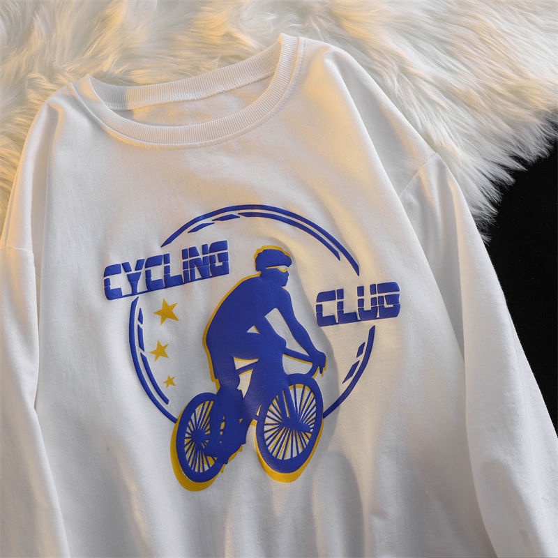 ZHELIHANGFEI Áo Sweater Tay Dài Cổ Tròn Dáng Rộng In Họa Tiết Xinh Xắn