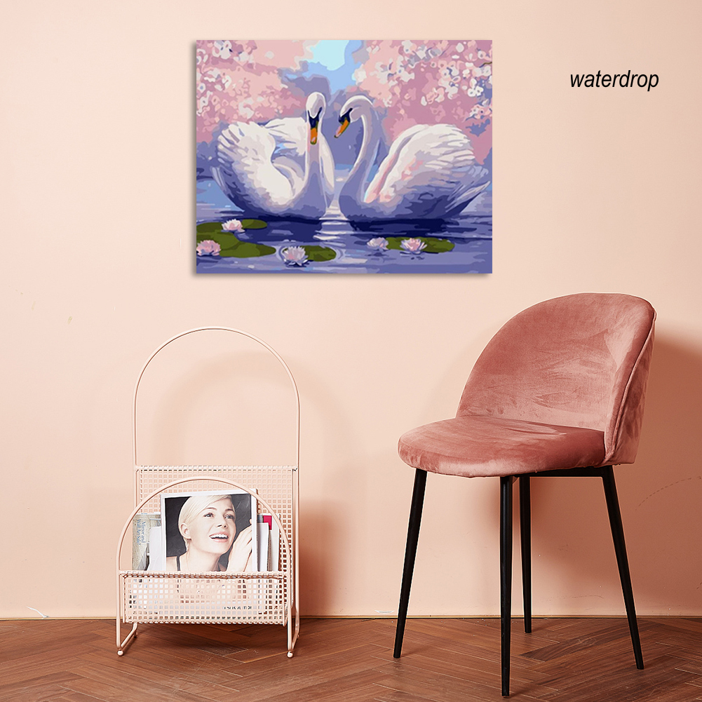 WD Tranh Đính Đá Treo Tường Hình Thiên Nga Kích Thước 30x40cm