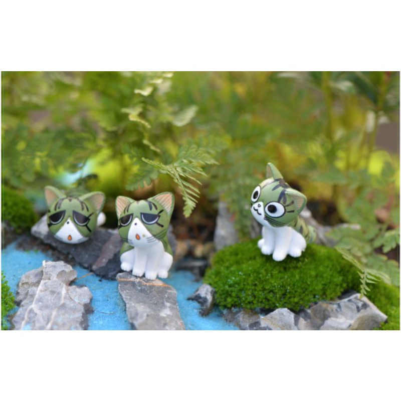 Tiểu cảnh trang trí terrarium mô hình mèo mini 8 sắc thái