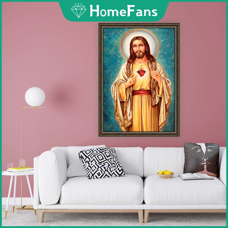 Bộ Tranh Đính Đá 5D Họa Tiết Đức Mẹ Mary Độc Đáo DIY Dùng Trang Trí Nhà Cửa 50x70cm