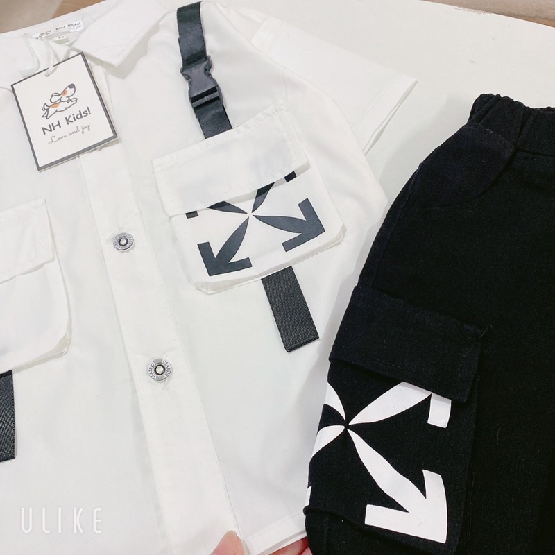 Set Áo Sơmi Trắng Quần Kaki Đẹp Cho Bé Trai 17-27kg