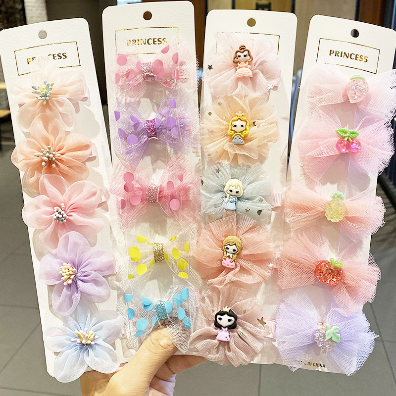 Bộ 5 Kẹp Tóc Đính Nơ Xinh Xắn Cho Nữ