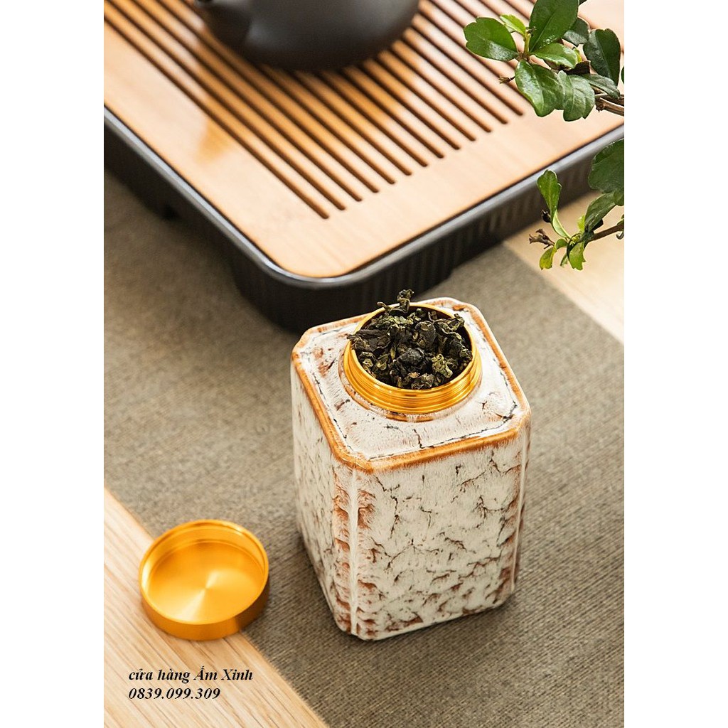 Hũ Đựng Trà nắp bằng đồng siêu khít