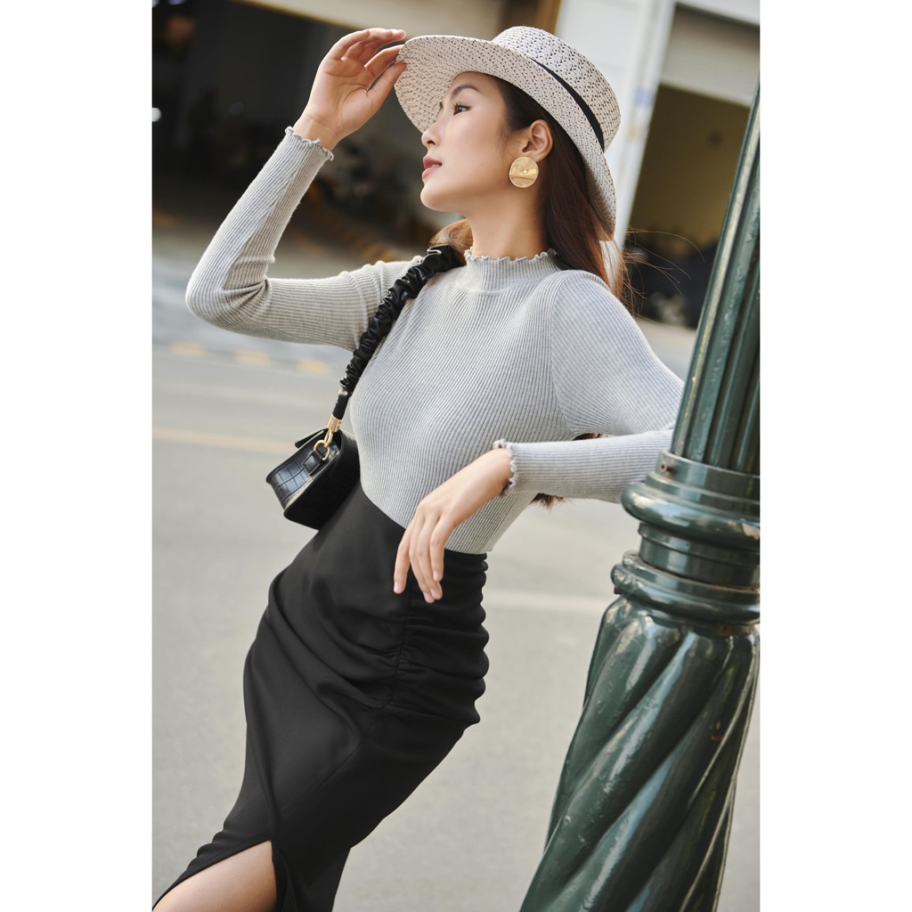 [Mã FADIRECT20 giảm 20K đơn 150K] KOKA Chân váy nhún bên xẻ midi có lót CO01401 | BigBuy360 - bigbuy360.vn