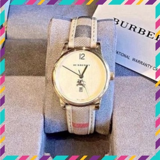 (Thẻ bảo hành 12 tháng) (burberry nữ) Đồng hồ nữ Burberry dây da cao cáp, kẻ caro tính tế, thẻ bảo hành 12 tháng - dong