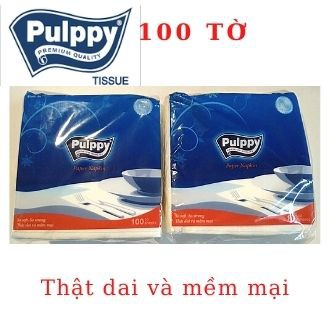 2 Khăn giấy vuông Pulppy 100 tờ (1 bịch )