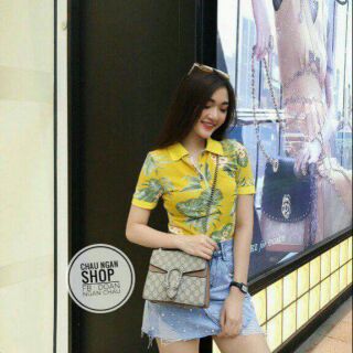 🍀🌻🍀🍀🌻Áo thun cổ trụ in hoa lá - hàng thiết kế
🌾🌾
 🍁🍁Chất: thun da cá in 3D