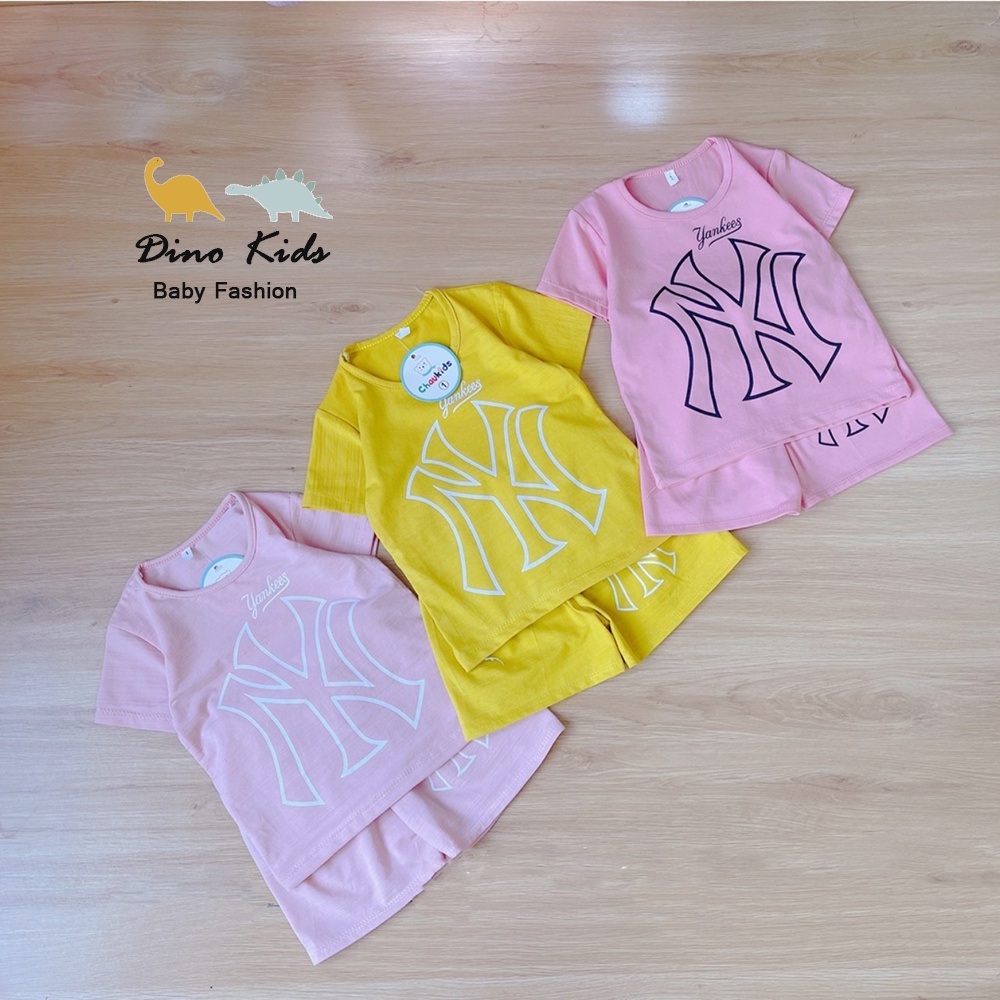 Bộ cộc tay bé gái, bộ quần áo chất cotton QC họa tiết N.Y to cho bé