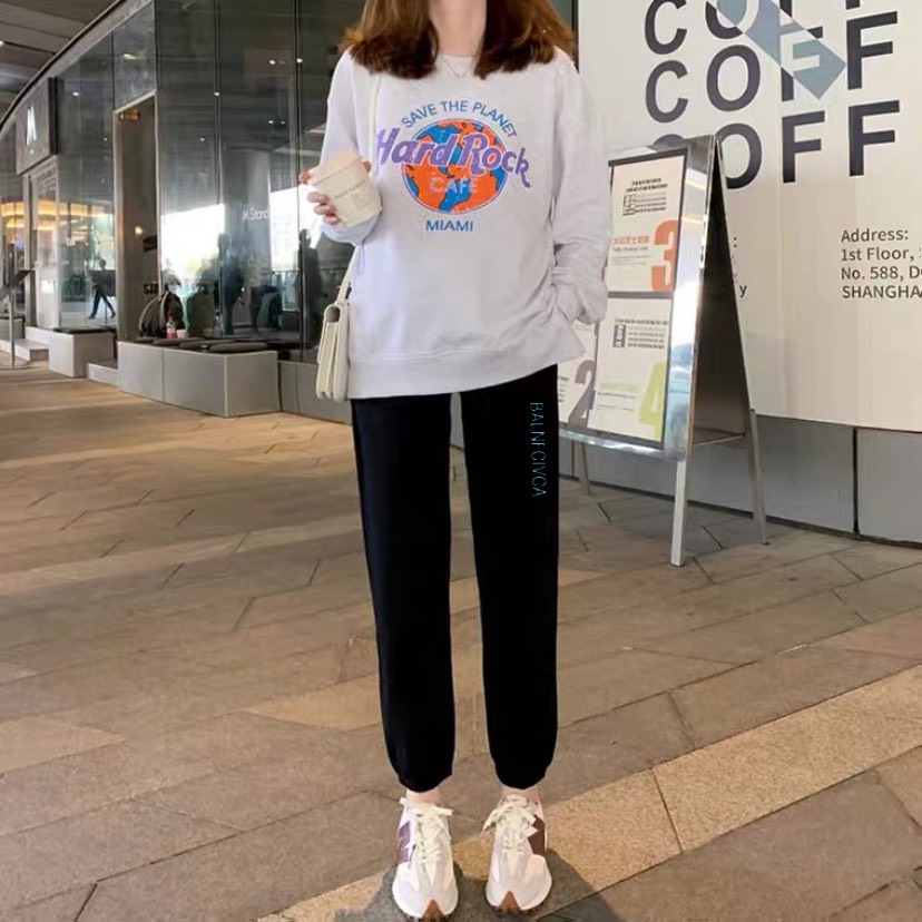 Quần bầu jogger bo gấu chất tổ ong  thêu chữ - Quần bầu jogger thể thao unisex dày dặn phong cách Ulzzang