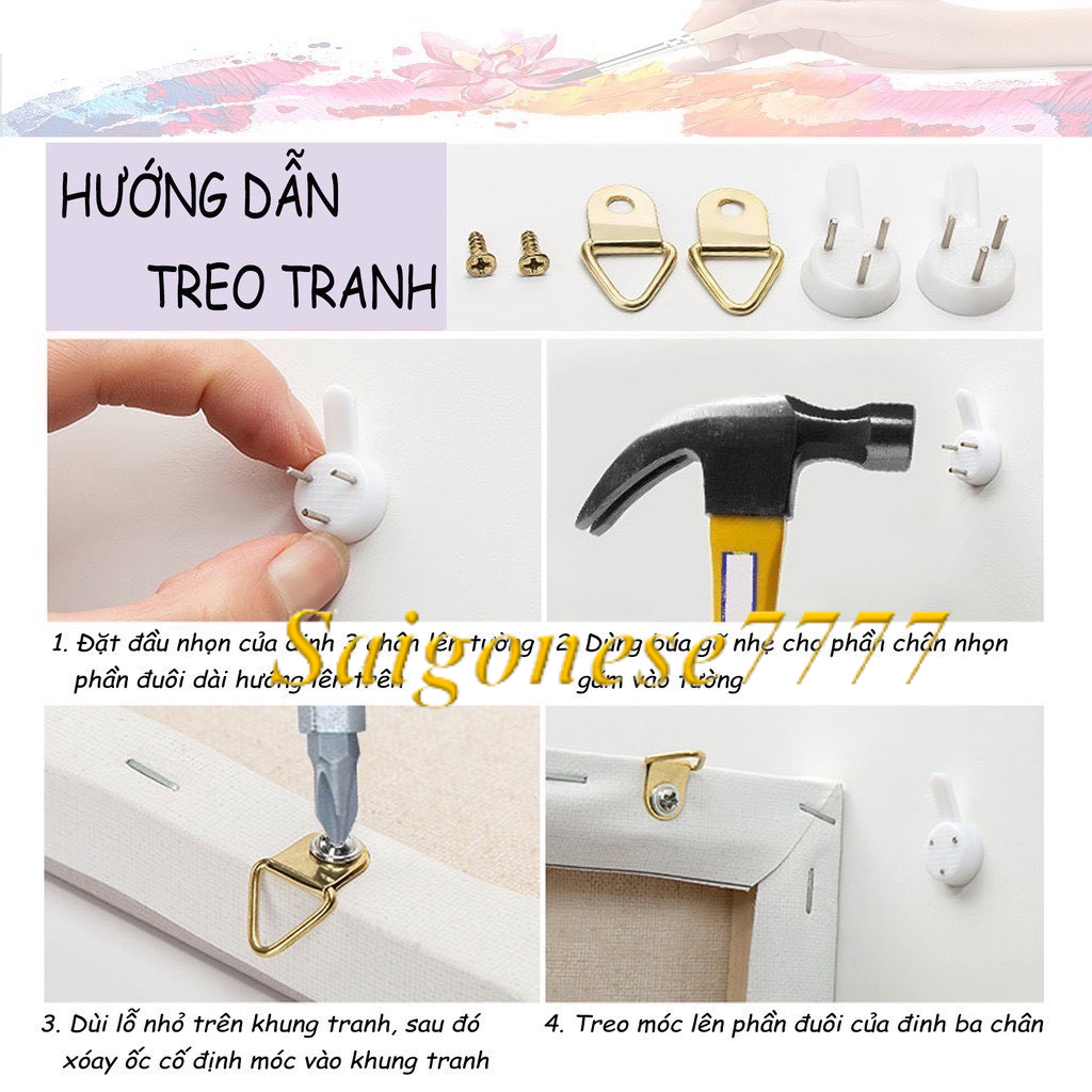 Combo Đinh Ghim 3 Chấu/4 Chấu Móc Treo Khung Tranh Vật Dụng Tiện Lợi Không Cần Khoan Tường Frame Picture Hanger
