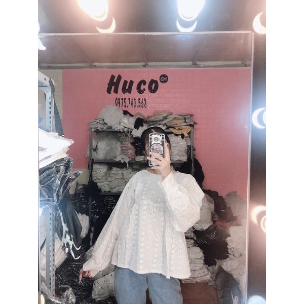 Áo Babydoll Hoa Nhí 2 Màu Tay Bồng Dài NữSơ mi form rộng giấu quần màu trắng bánh bèo tiểu thư Ulzzang Vintage Hottrend