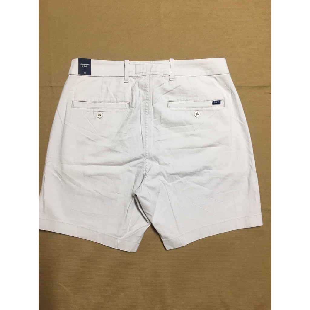 Quần short nam hiệu Abercrombie&Fitch bằng cotton màu trắng ngà size 28 30 hàng xách tay mỹ