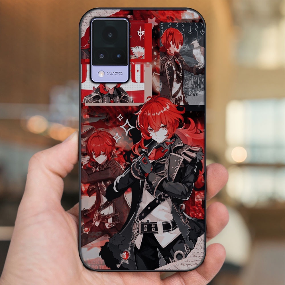 Ốp lưng Vivo V21 viền đen in hình Diluc Genshin Impact