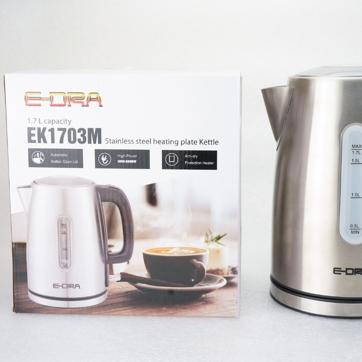 FREE SHIP-Ấm Siêu Tốc E-Dra EK1703M 1,7L Inox 304 Đun Nước Siêu Nhanh Siêu Sang Trọng Siêu Bền Bỉ Chống Đun Sôi Khô