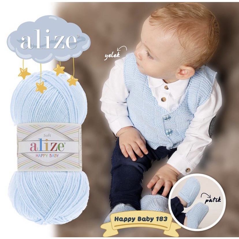 Cuộn len trơn cho em bé Happy Baby hãng Alize yarns siêu mềm và dôi sợi