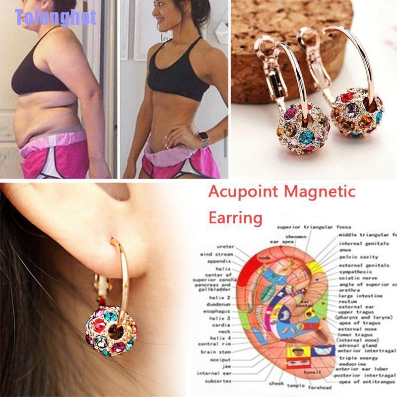 Tolonghot> 1Pair Magnetic Slimming Earrings Lose Weight Massage Slim Ear Stud Patch Jewelry