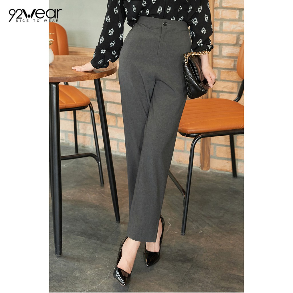 Quần baggy nữ công sở 92WEAR đủ màu, đủ size, ống suông 2 túi chéo QAW0827