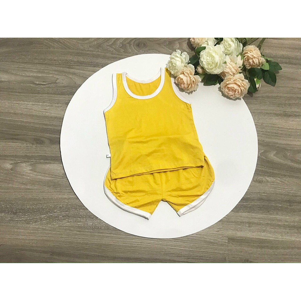 Bộ Ba Lỗ Thun Lạnh Minky Mom Màu Trơn Phối Viền Trắng Cho Bé 4-15Kg Unchi Store (QATE284)