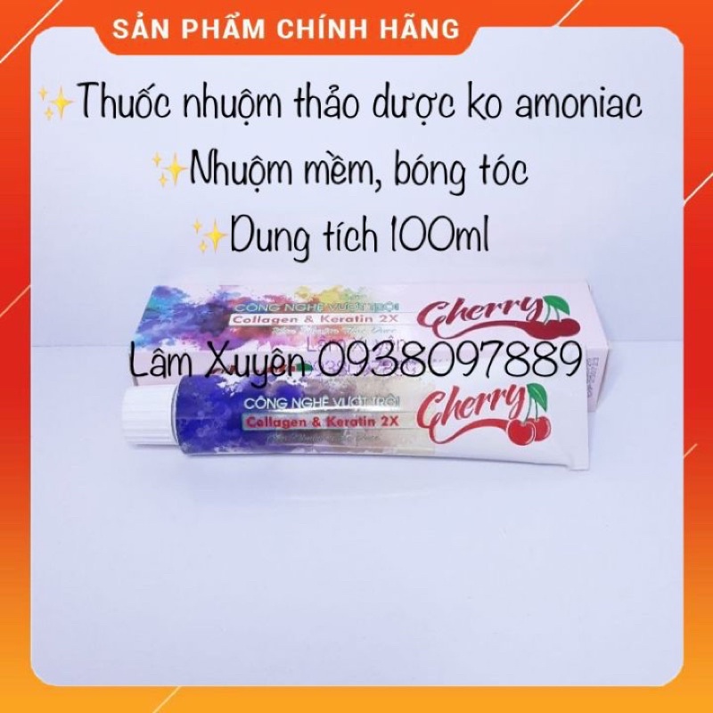 Thuốc nhuộm tóc thảo dược CHERRY 100ml GIÁ RẺ không mượt hôi, mềm mượt tóc, lên màu chuẩn không rát da đầu ✨FREESHIP✨