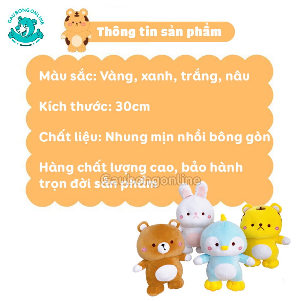 Bộ Tứ Thú Nhồi Bông Dễ Thương 30cm Cao Cấp Gấu Bông Online