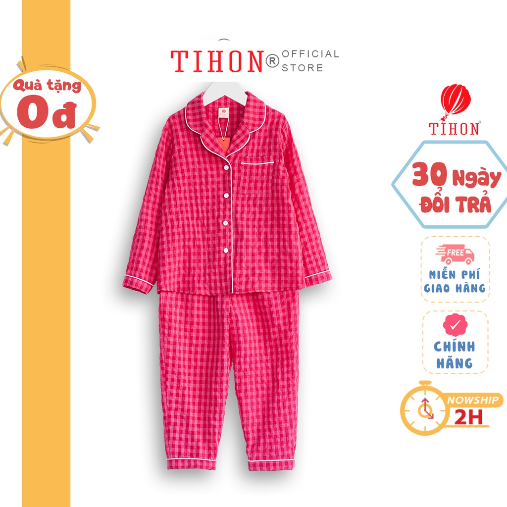 Bộ pijama bé gái TIHON dài tay 2 màu cao cấp SET0750289