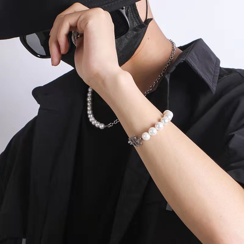 Vòng cổ Đính Ngọc Trai Nhân Tạo Phong Cách Hip Hop Thời Trang Cho Nam Và Nữ YKD