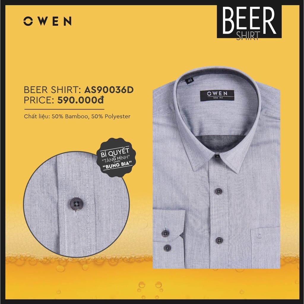 OWEN - Áo sơ mi dài tay Owen SLIMFIT vải sợi tre 90036