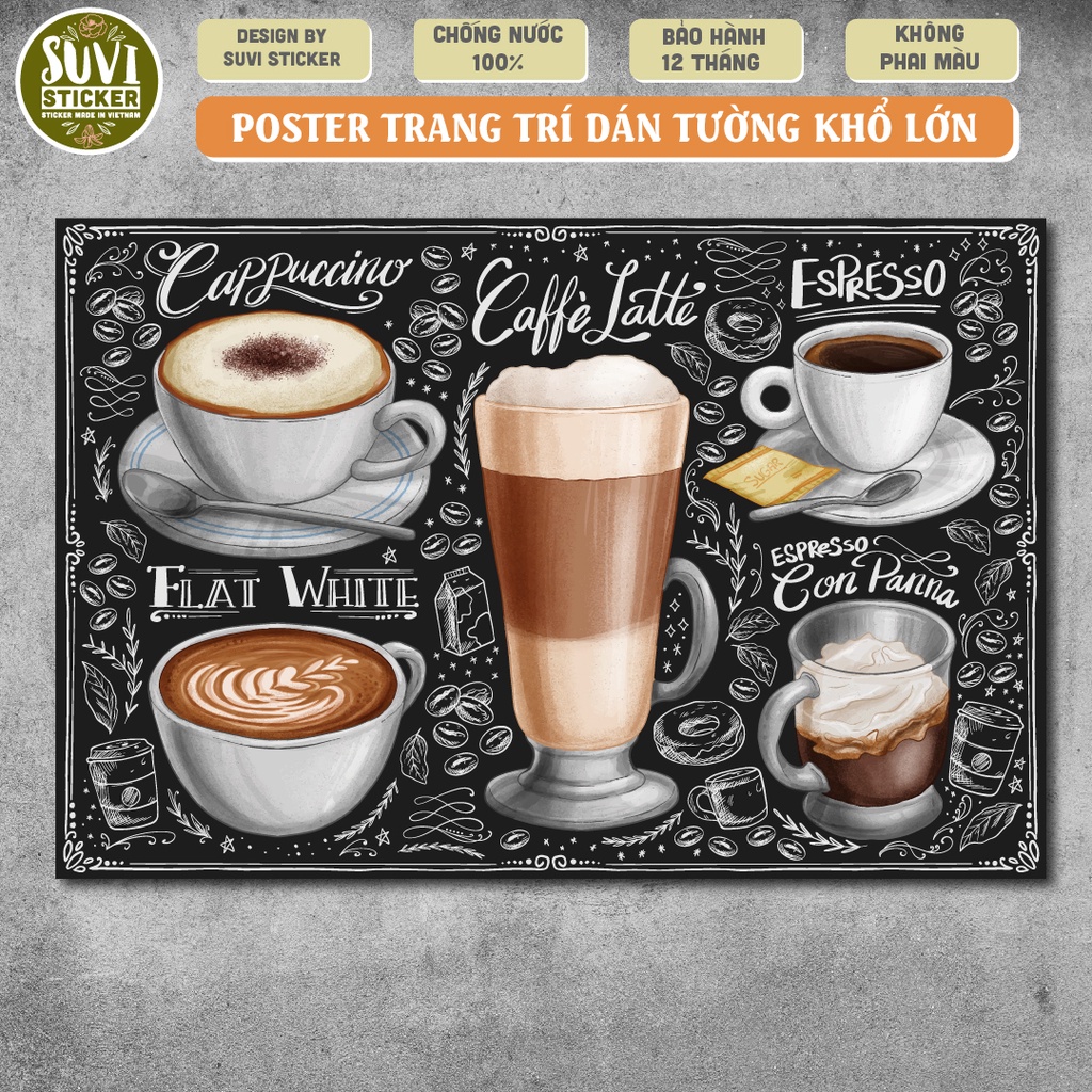 Poster dán tường khổ lớn trang trí tường, dán kính, trang trí quán cà phê chống nước. MSP: KL14