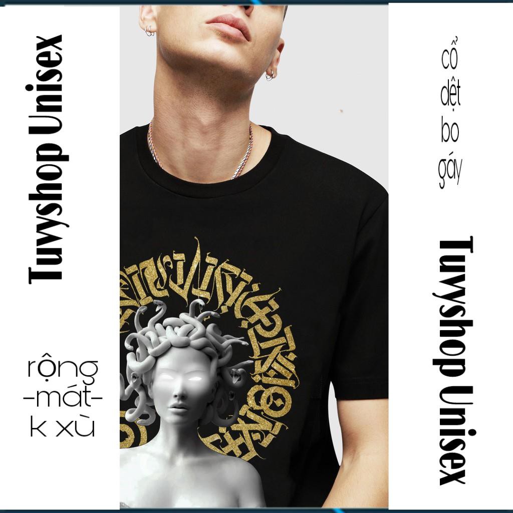 Áo thun Mikenco🔥FREESHIP🔥áo cotton in Medusa 5D đen form unisex nam nữ
