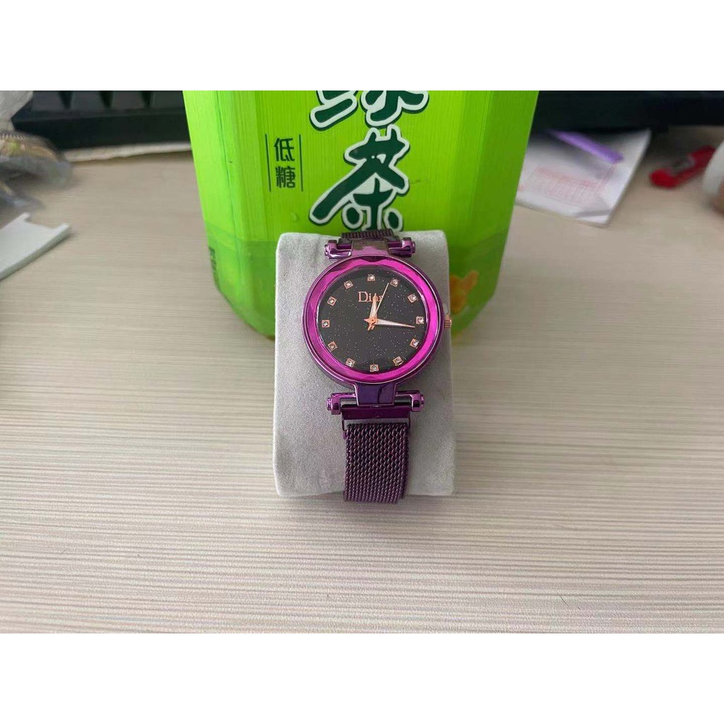DIOR Đồng Hồ Đeo Tay Thời Trang Dạng Lưới Có Khóa Nam Châm Họa Tiết Bầu Trời Sao Dành Cho Nữ 2021