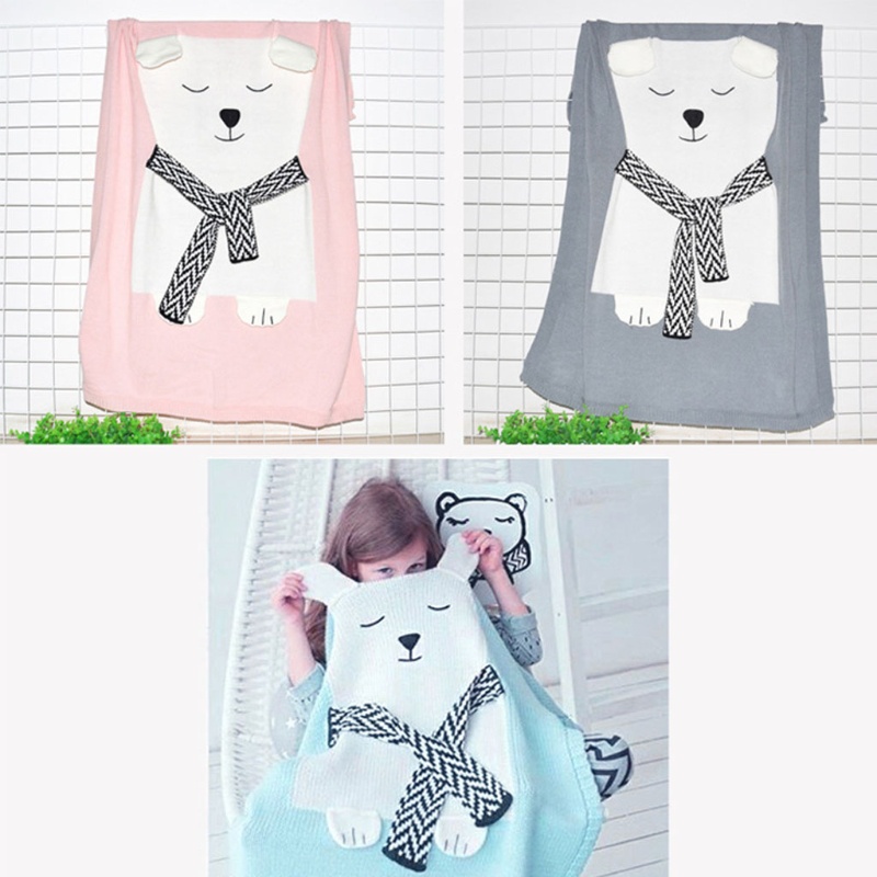 Chăn Dệt Kim Quấn Em Bé Sơ Sinh Hình Gấu Bắc Cực
